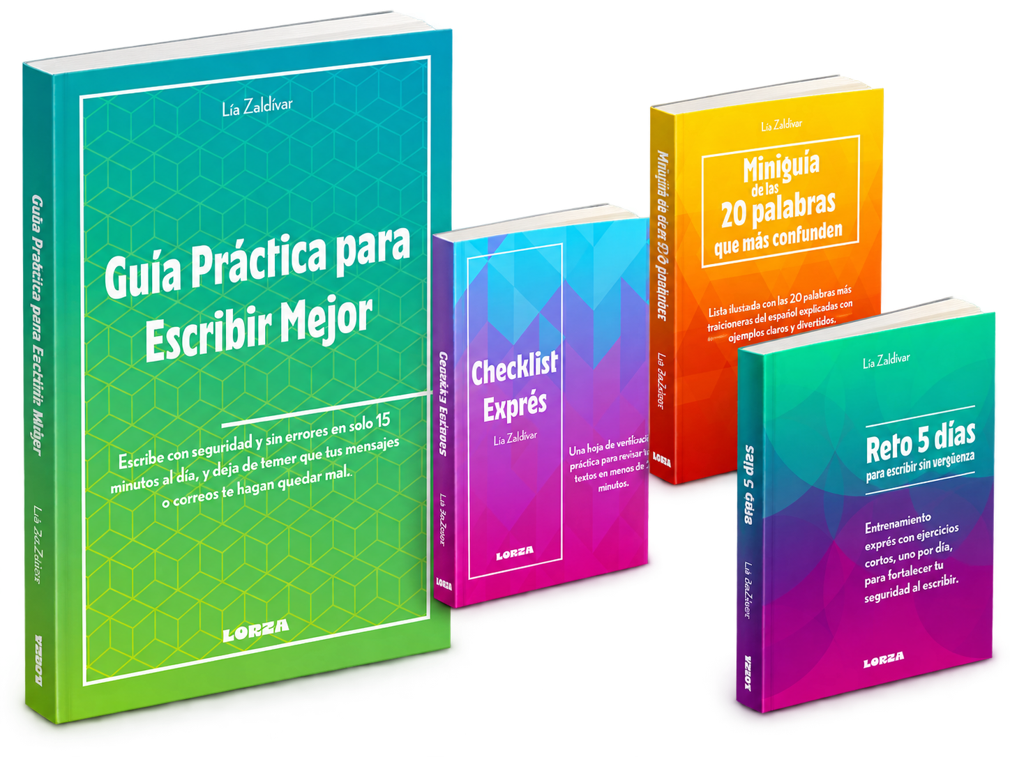 Guía Práctica para Escribir Mejor junto a los bonos Checklist Exprés, Miniguía de las 20 palabras que más confunden y Reto 5 días para escribir sin vergüenza