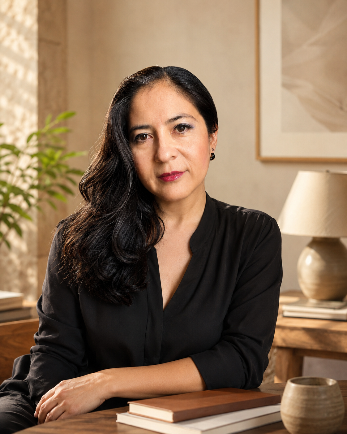Retrato editorial de Lía Zaldívar junto a una ventana